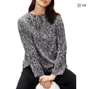 Eileen Fisher Funnel Neck Prism Silk Organic Cotton Blouse - Size Small